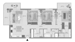 Планировка квартиры 3 спальни в ЖК Aurea № 11009
